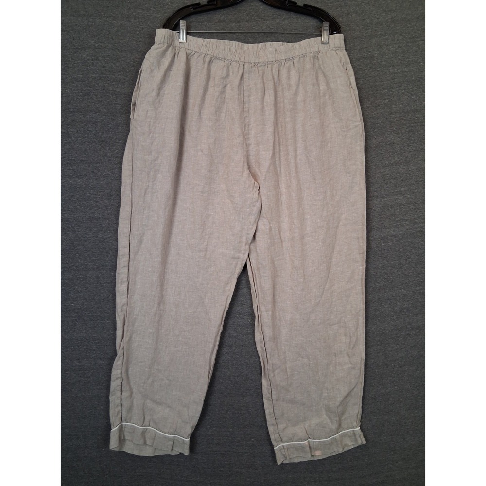 Quince Womens Pants XL Beige 100% Linen Resort Coastal Quiet Luxury Capsule Flaw